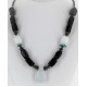 Certified Authentic Navajo .925 Sterling Silver Turquoise and Black Onyx Native American Necklace 25207