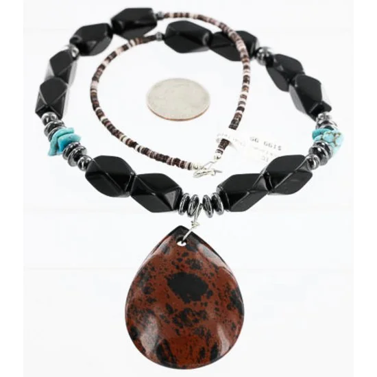 Certified Authentic Navajo .925 Sterling Silver Turquoise and Black Onyx Native American Necklace 390887407679 Certified Authentic Navajo .925 Sterling Silver Turquoise and Black Onyx Native American Necklace 390887407679