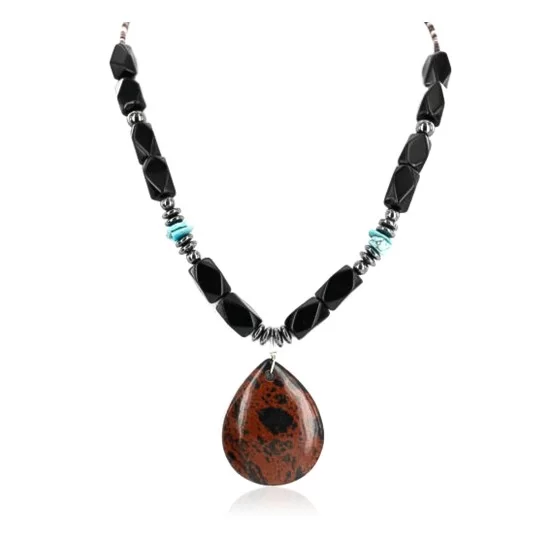 Certified Authentic Navajo .925 Sterling Silver Turquoise and Black Onyx Native American Necklace 390887407679 Certified Authentic Navajo .925 Sterling Silver Turquoise and Black Onyx Native American Necklace 390887407679