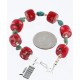 Certified Authentic Navajo .925 Sterling Silver Turquoise and Coral Native American Bracelet 12589-1