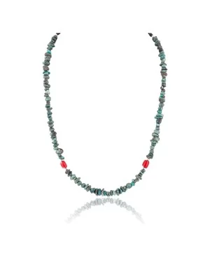 Certified Authentic Navajo .925 Sterling Silver Turquoise and Coral Native American Necklace 371052291531