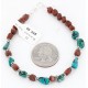 Certified Authentic Navajo .925 Sterling Silver Turquoise and Jasper Native American Bracelet 390800642866