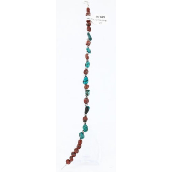 Certified Authentic Navajo .925 Sterling Silver Turquoise and Jasper Native American Bracelet 390800642866 Certified Authentic Navajo .925 Sterling Silver Turquoise and Jasper Native American Bracelet 390800642866