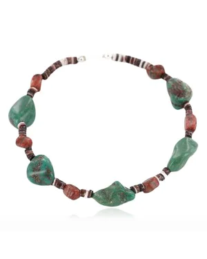 Certified Authentic Navajo .925 Sterling Silver Turquoise and Jasper Native American Bracelet 390816759454