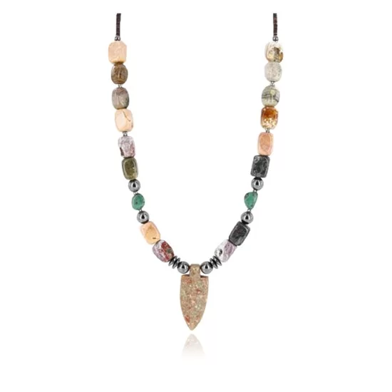 Certified Authentic Navajo .925 Sterling Silver Turquoise and Jasper Native American Necklace 390823401672