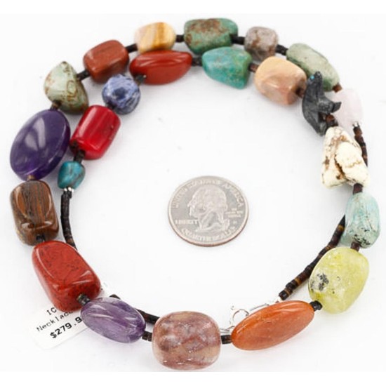 Certified Authentic Navajo .925 Sterling Silver Turquoise and Multicolor Native American Necklace 390822658513 Certified Authentic Navajo .925 Sterling Silver Turquoise and Multicolor Native American Necklace 390822658513