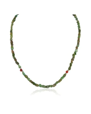 Certified Authentic Navajo .925 Sterling Silver Turquoise Coral Native American Necklace 15781