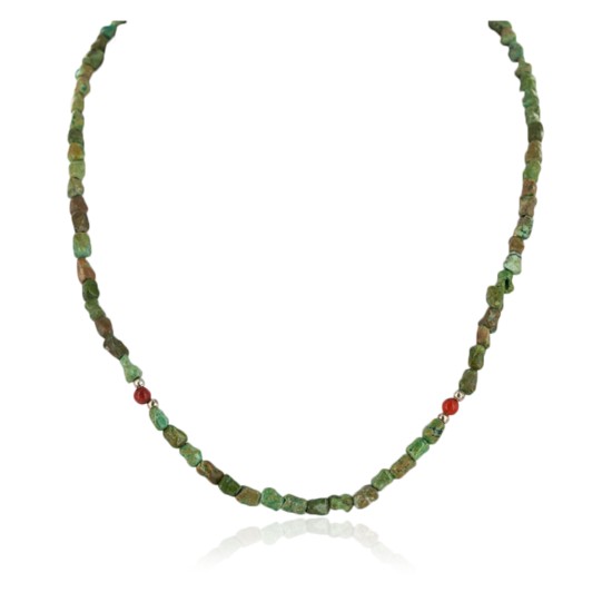Certified Authentic Navajo .925 Sterling Silver Turquoise Coral Native American Necklace 15781 Certified Authentic Navajo .925 Sterling Silver Turquoise Coral Native American Necklace 15781