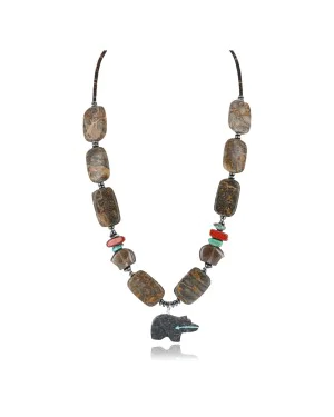 Certified Authentic Navajo .925 Sterling Silver Turquoise Jasper 65 Native American Necklace 390797915507