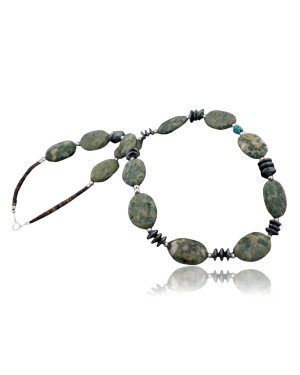 Navajo .925 Sterling Silver Turquoise Jasper Necklace 15432-35