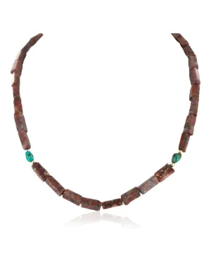 Certified Authentic Navajo .925 Sterling Silver Turquoise Jasper Native American Necklace 15995