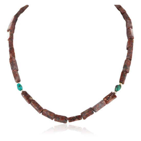 Certified Authentic Navajo .925 Sterling Silver Turquoise Jasper Native American Necklace 15995 Certified Authentic Navajo .925 Sterling Silver Turquoise Jasper Native American Necklace 15995