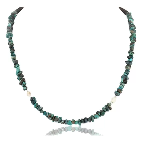 Certified Authentic Navajo .925 Sterling Silver Turquoise Native American Necklace 15955-1