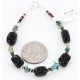 Certified Authentic Navajo .925 Sterling Silver Turquoise Onyx Native American Bracelet 371036792952