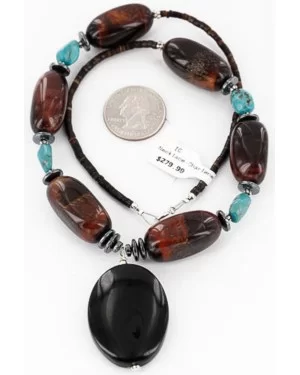 Certified Authentic Navajo .925 Sterling Silver Turquoise RED TIGERS EYE Native American Necklace 390802463635 Certified Authentic Navajo .925 Sterling Silver Turquoise RED TIGERS EYE Native American Necklace 390802463635
