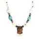 Certified Authentic Navajo .925 Sterling Silver Turquoise Tigers Eye Native American Necklace 15888-1