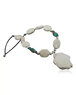 Certified Authentic Navajo .925 Sterling Silver White and Turquoise Native American Necklace 390617925288