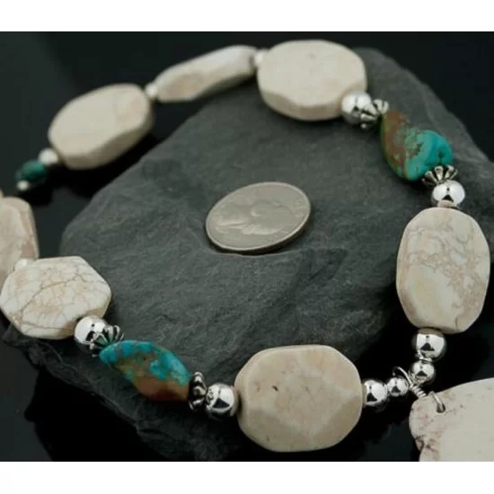 Certified Authentic Navajo .925 Sterling Silver White and Turquoise Native American Necklace 390617925288 Certified Authentic Navajo .925 Sterling Silver White and Turquoise Native American Necklace 390617925288
