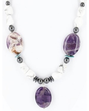 Certified Authentic Navajo .925 Sterling Silver White Howlite Amethyst Native American Necklace 371044635481 Certified Authentic Navajo .925 Sterling Silver White Howlite Amethyst Native American Necklace 371044635481