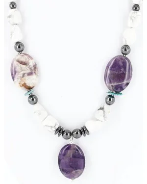 Certified Authentic Navajo .925 Sterling Silver White Howlite Amethyst Native American Necklace 371044635481