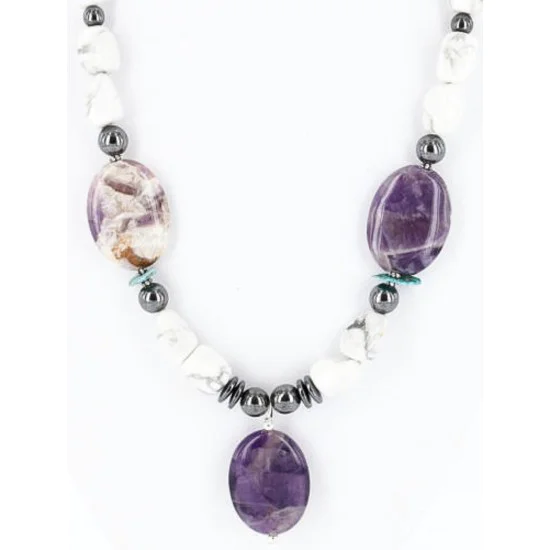 Certified Authentic Navajo .925 Sterling Silver White Howlite Amethyst Native American Necklace 371044635481 Certified Authentic Navajo .925 Sterling Silver White Howlite Amethyst Native American Necklace 371044635481