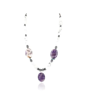 Certified Authentic Navajo .925 Sterling Silver White Howlite Amethyst Native American Necklace 371044635481