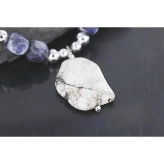 Certified Authentic Navajo .925 Sterling Silver White Howlite and Lapis Native American Necklace 390741308420 Certified Authentic Navajo .925 Sterling Silver White Howlite and Lapis Native American Necklace 390741308420
