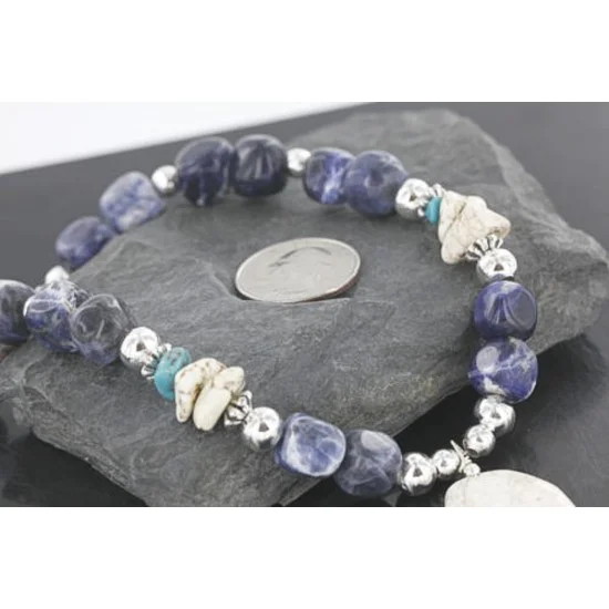 Certified Authentic Navajo .925 Sterling Silver White Howlite and Lapis Native American Necklace 390741308420 Certified Authentic Navajo .925 Sterling Silver White Howlite and Lapis Native American Necklace 390741308420
