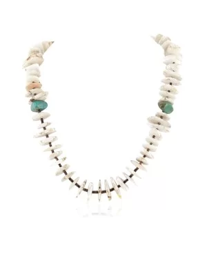 Certified Authentic Navajo .925 Sterling Silver White Howlite and Turquoise Native American Necklace 25101