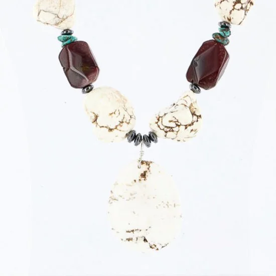 Certified Authentic Navajo .925 Sterling Silver White Howlite Jasper 8444 Native American Necklace 371002585903 Certified Authentic Navajo .925 Sterling Silver White Howlite Jasper 8444 Native American Necklace 371002585903