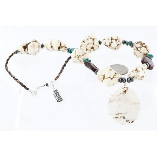 Certified Authentic Navajo .925 Sterling Silver White Howlite Jasper 8444 Native American Necklace 371002585903 Certified Authentic Navajo .925 Sterling Silver White Howlite Jasper 8444 Native American Necklace 371002585903