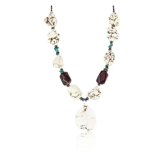 Certified Authentic Navajo .925 Sterling Silver White Howlite Jasper 8444 Native American Necklace 371002585903 Certified Authentic Navajo .925 Sterling Silver White Howlite Jasper 8444 Native American Necklace 371002585903