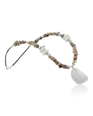 Certified Authentic Navajo .925 Sterling Silver White Howlite Jasper Native American Necklace 15151-28