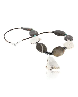 Certified Authentic Navajo .925 Sterling Silver White Howlite Jasper Native American Necklace 15762-5 Certified Authentic Navajo .925 Sterling Silver White Howlite Jasper Native American Necklace 15762-5