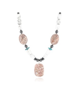 Certified Authentic Navajo .925 Sterling Silver White Howlite Jasper Native American Necklace 15897-6