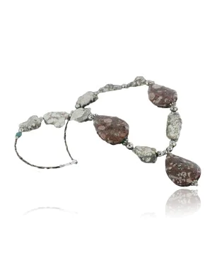 Certified Authentic Navajo .925 Sterling Silver White Howlite Jasper Native American Necklace 390712495650
