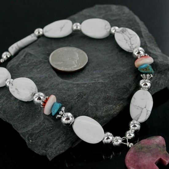 Certified Authentic Navajo .925 Sterling Silver White Howlite Jasper Native American Necklace 390728593004 Certified Authentic Navajo .925 Sterling Silver White Howlite Jasper Native American Necklace 390728593004
