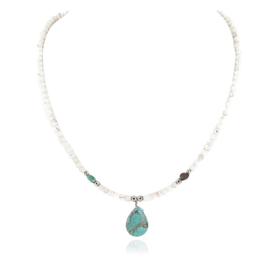 Certified Authentic Navajo .925 Sterling Silver White Howlite Native American Necklace 25232-2 Certified Authentic Navajo .925 Sterling Silver White Howlite Native American Necklace 25232-2