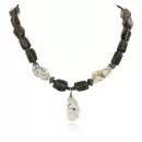 Certified Authentic Navajo .925 Sterling Silver White Howlite Smoky Quartz Native American Necklace 750114-30