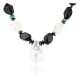 Certified Authentic Navajo .925 Sterling Silver WHITE Turquoise ONYX Native American Necklace 7501009-4