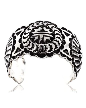Certified Authentic Navajo Carved .925 Sterling Silver Signed MT Native American Bracelet 371045853504