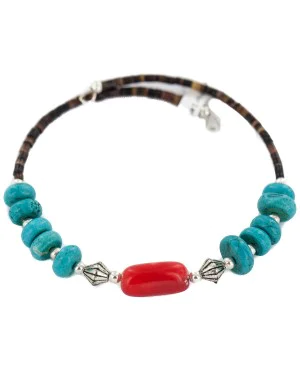 Certified Authentic Navajo Coral Heishi Native American Adjustable Wrap Bracelet 13151-28