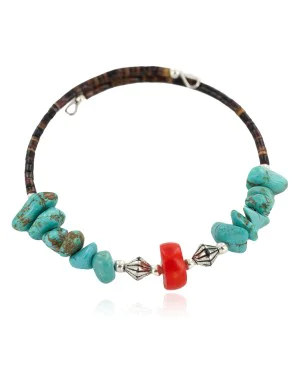 Certified Authentic Navajo Coral Heishi Native American Adjustable Wrap Bracelet 13151-51