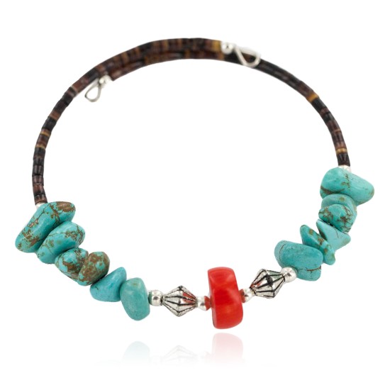 Certified Authentic Navajo Coral Heishi Native American Adjustable Wrap Bracelet 13151-51