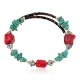 Certified Authentic Navajo Coral Natural Turquoise Heishi Adjustable Wrap Native American Bracelet 12742-75