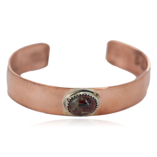 Certified Authentic Navajo Handmade Natural Jasper Native American Pure Copper Bracelet 24494-3 Certified Authentic Navajo Handmade Natural Jasper Native American Pure Copper Bracelet 24494-3