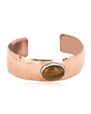Navajo Handmade Natural Tigers Eye Pure Copper Bracelet 13111-1