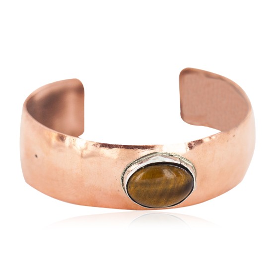 Navajo Handmade Natural Tigers Eye Pure Copper Bracelet 13111-1