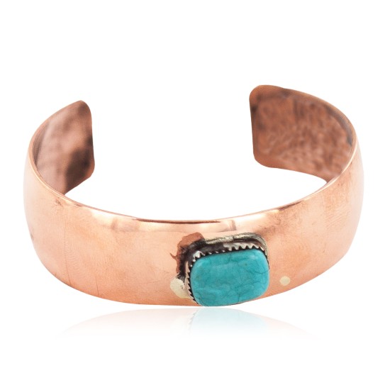Certified Authentic Navajo Handmade Natural Turquoise Native American Pure Copper Bracelet 13111-2