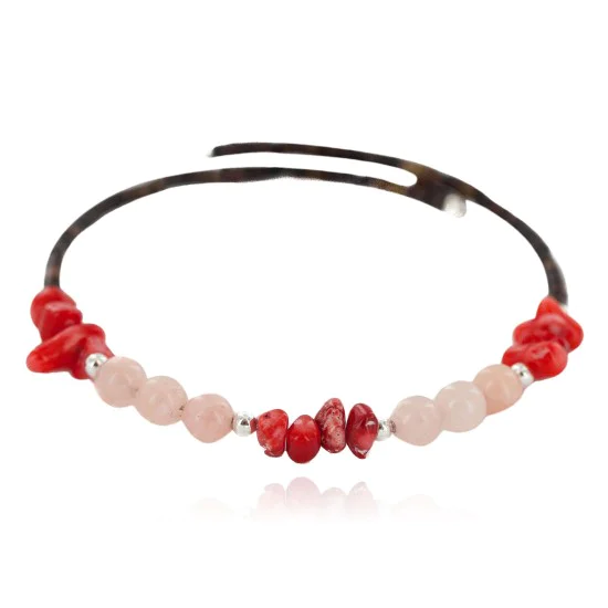 Certified Authentic Navajo Heishi Coral Quartz Native American Adjustable Wrap Bracelet 13151-56
